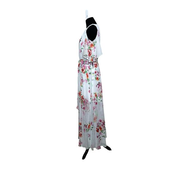 Calvin Klein white red floral print cold shoulder maxi dress size 4 - Picture 12 of 16